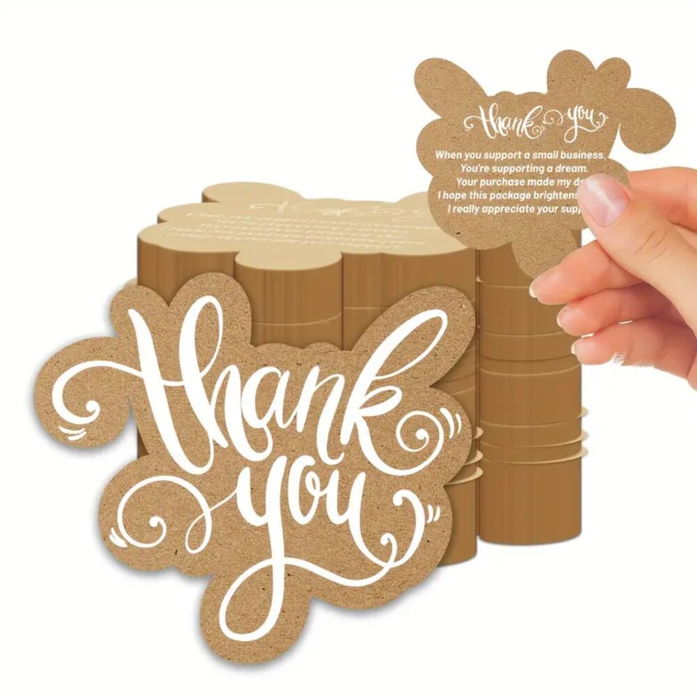 100 pcs THANK YOU FOR SUPPORTING MY SMALL BUSINESS dream BRIGHTENS cards BROWN